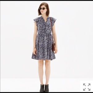 Madewell Silk Shirtdress in Newsprint Floral